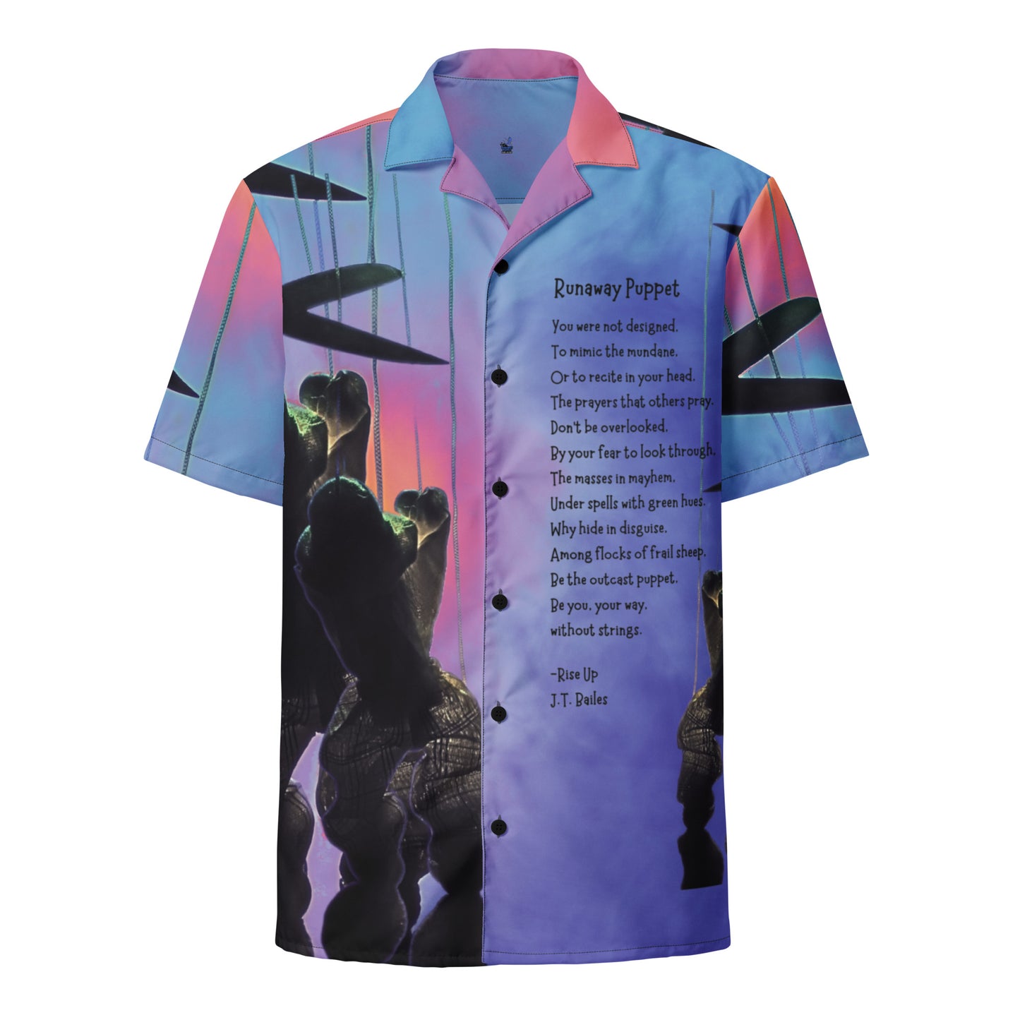 Unisex Button Shirt Runaway Puppet Poem JT Bailes